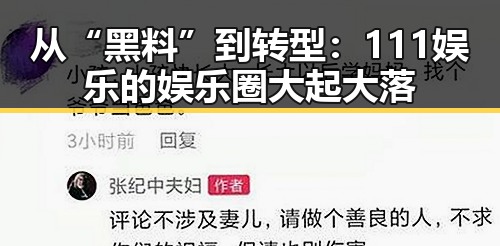 从“黑料”到转型：111娱乐的娱乐圈大起大落